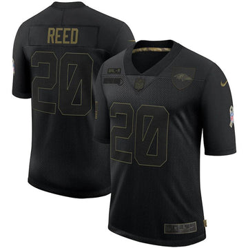 Baltimore Ravens #20 Ed Reed Black 2020 Salute To Service Jersey
