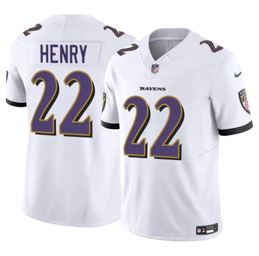 Baltimore Ravens #22 Derrick Henry 2023 FUSE White Jersey