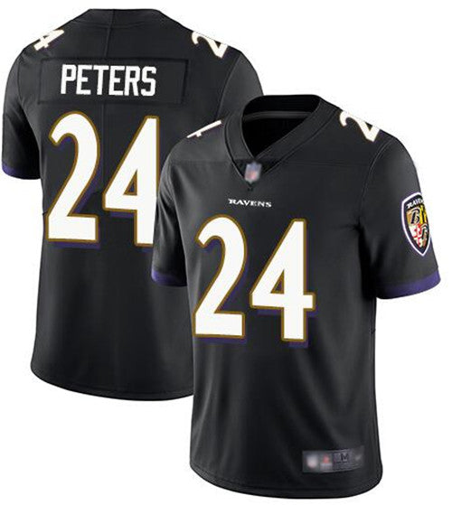 Baltimore Ravens #24 Marcus Peters Black Jersey