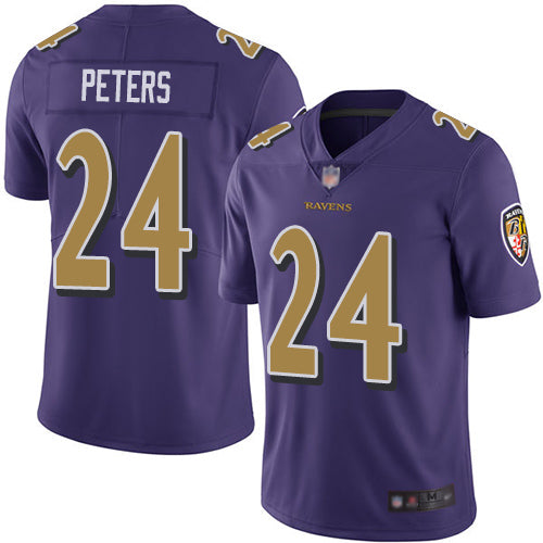Baltimore Ravens #24 Marcus Peters Puple Jersey