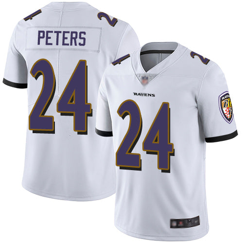 Baltimore Ravens #24 Marcus Peters White Jersey
