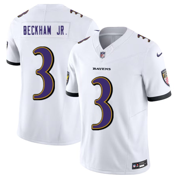 Baltimore Ravens #3 Odell Beckham Jr White 2023 FUSE Jersey