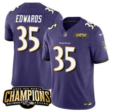 Gus Edwards Baltimore Ravens purple FUSE jersey