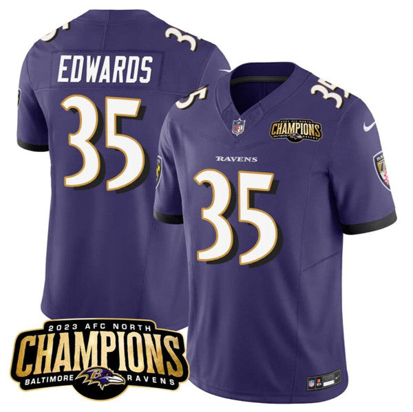 Gus Edwards Baltimore Ravens purple FUSE jersey