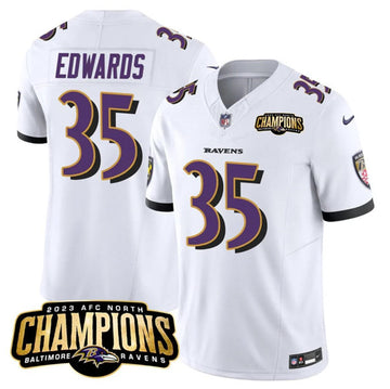 Gus Edwards Baltimore Ravens white FUSE jersey
