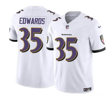 Gus Edwards Baltimore Ravens white FUSE jersey