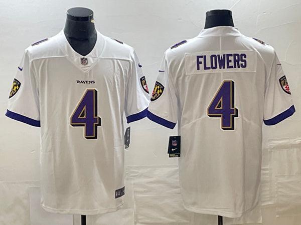 Baltimore Ravens #4 Zay Flowers White Jersey