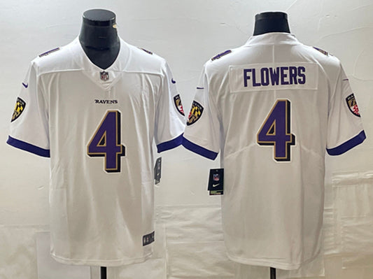 Baltimore Ravens #4 Zay Flowers White Jersey