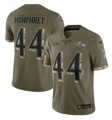 Baltimore Ravens #44 Marlon Humphrey 2022 Olive Salute To Service Jersey
