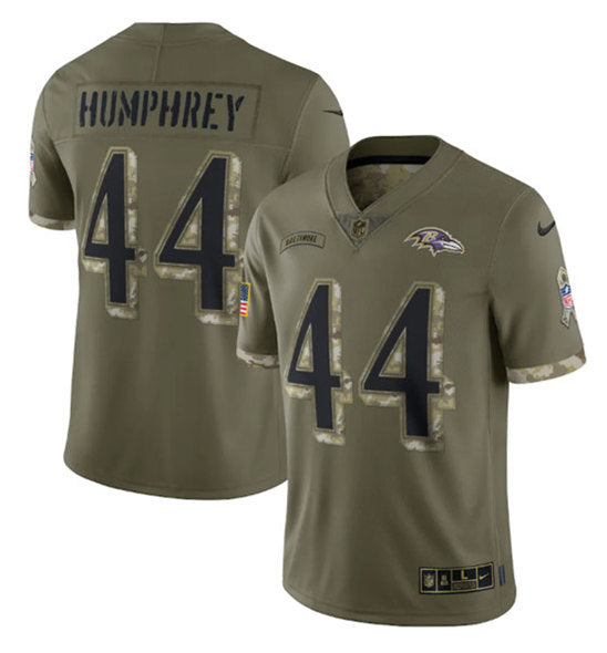 Baltimore Ravens #44 Marlon Humphrey 2022 Olive Salute To Service Jersey
