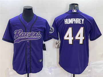 Baltimore Ravens #44 Marlon Humphrey Purple With Patch Baseball Jersey