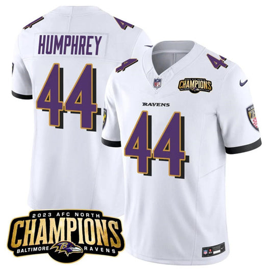 Baltimore Ravens #44 Marlon Humphrey White 2023 FUSE AFC North Champions Jersey