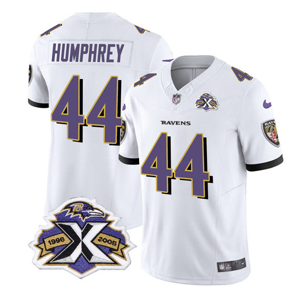 Baltimore Ravens #44 Marlon Humphrey White 2023 FUSE With Patch Throwback Jersey
