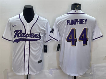 Baltimore Ravens #44 Marlon Humphrey White With Patch Baseball Jersey
