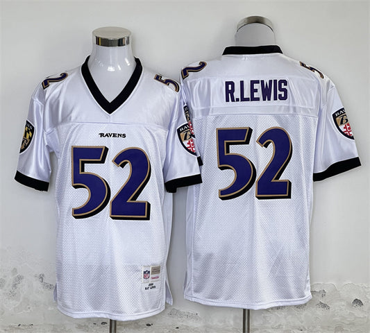 Baltimore Ravens #52 Ray Lewis White Throwback Jersey