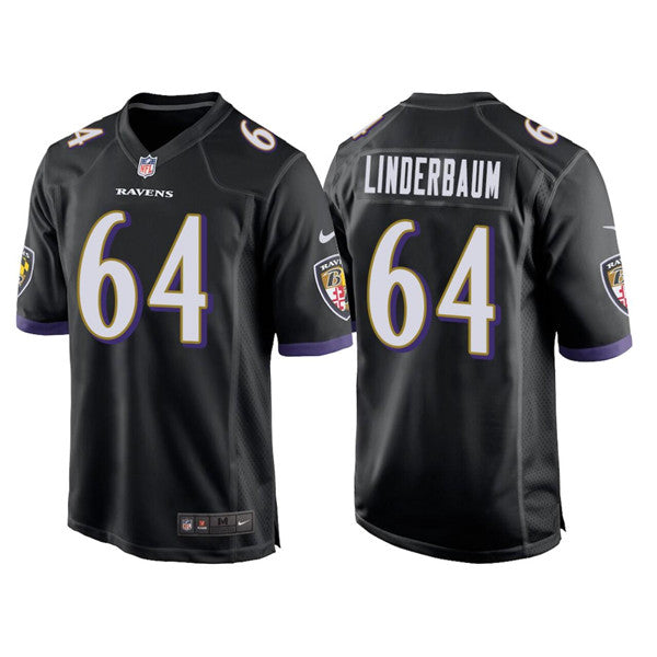 Baltimore Ravens #64 Tyler Linderbaum Black Game Jersey