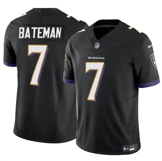 Baltimore Ravens #7 Rashod Bateman Black 2023 FUSE Jersey
