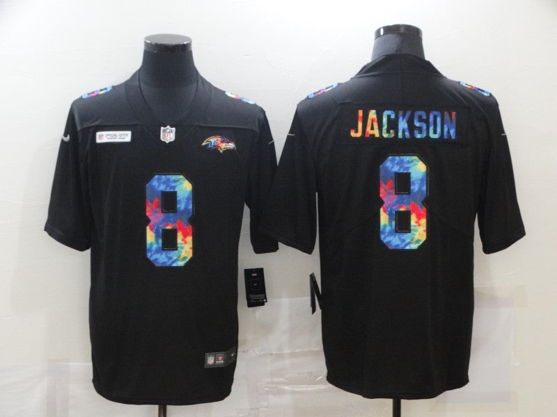 Baltimore Ravens #8 Lamar Jackson 2020 Black Crucial Catch Jersey