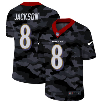 Baltimore Ravens #8 Lamar Jackson 2020 Camo Jersey