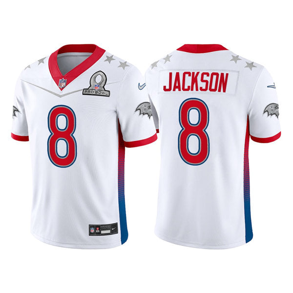 Baltimore Ravens #8 Lamar Jackson 2022 White Pro Bowl Jersey