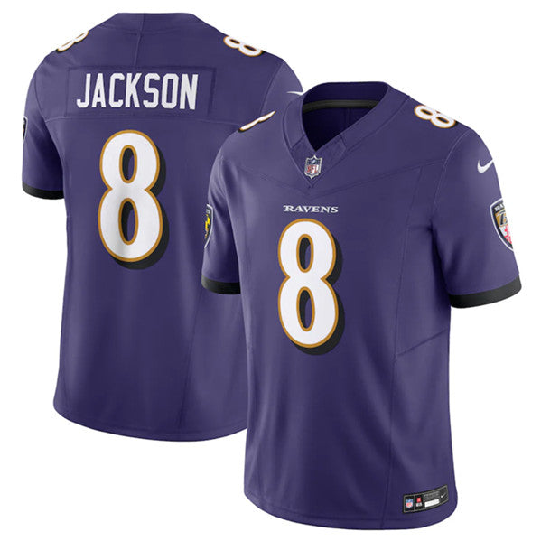 Baltimore Ravens #8 Lamar Jackson Purple 2023 FUSE Jersey
