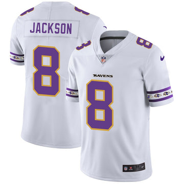 Baltimore Ravens #8 Lamar Jackson White 2019 Team Logo Cool Edition Jersey