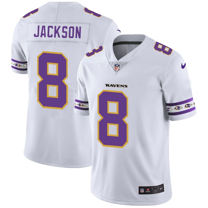 Baltimore Ravens #8 Lamar Jackson White 2019 Team Logo Cool Edition Jersey