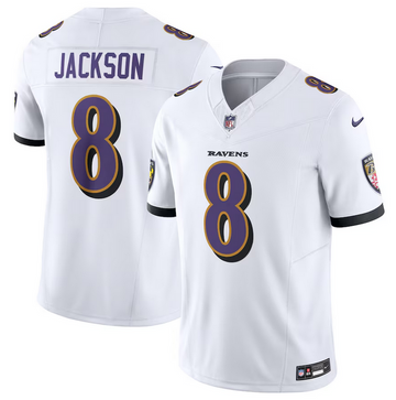 Baltimore Ravens #8 Lamar Jackson White 2023 FUSE Jersey