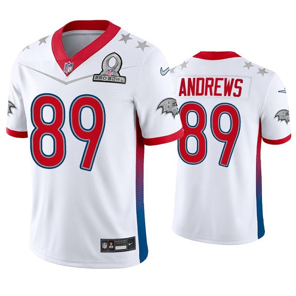 Baltimore Ravens #89 Mark Andrews 2022 White AFC Pro Bowl Jersey