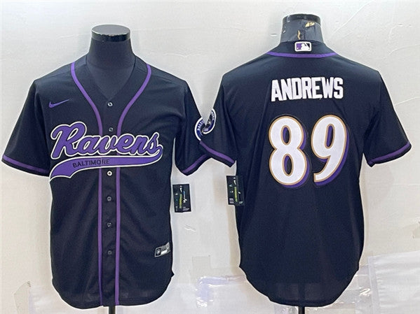 Baltimore Ravens #89 Mark Andrews Black With Patch Baseball Jersey