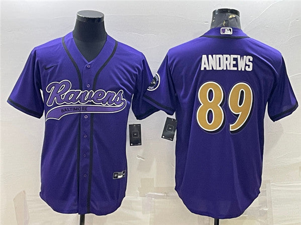 Baltimore Ravens #89 Mark Andrews Purple Gold With Patch Baseball Jersey