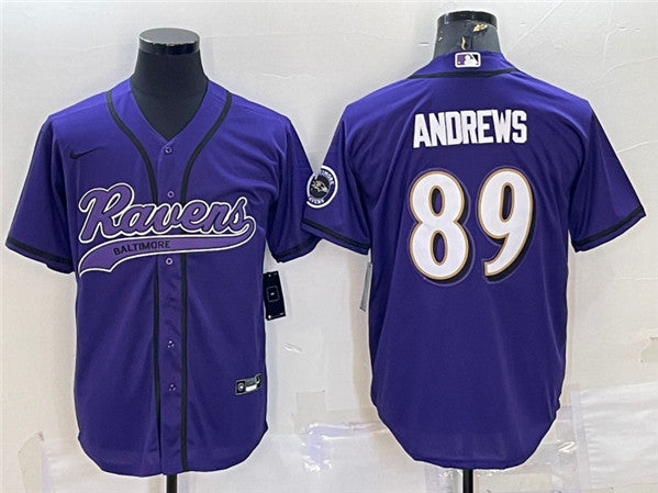 Baltimore Ravens #89 Mark Andrews Purple With Patch Baseball Jersey