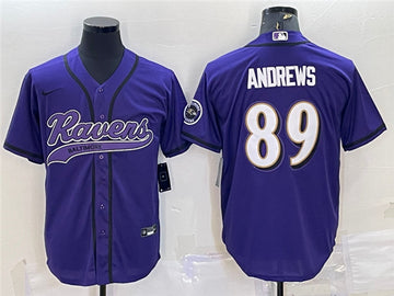 Baltimore Ravens #89 Mark Andrews Purple With Patch Baseball Jersey