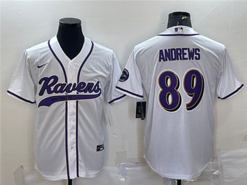 Baltimore Ravens #89 Mark Andrews White With Patch Baseball Jersey