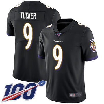 Baltimore Ravens #9 Justin Tucker Black 2019 100th Season Jersey