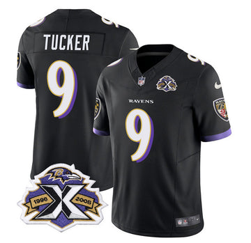 Baltimore Ravens #9 Justin Tucker Black 2023 FUSE With Patch Throwback Jersey