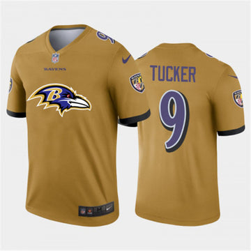 Baltimore Ravens #9 Justin Tucker II Gold 2020 Team Big Logo Inverted Legend Jersey
