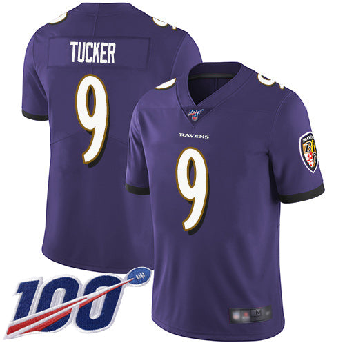 Baltimore Ravens #9 Justin Tucker Purple 2019 100th Season Jersey