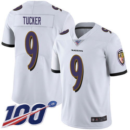 Baltimore Ravens #9 Justin Tucker White 2019 100th Season Jersey