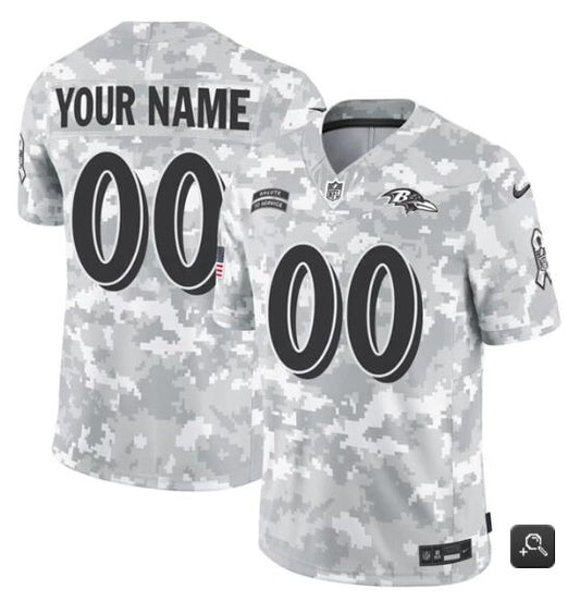Baltimore Ravens Custom Arctic Camo 2024 FUSE Salute To Service Jersey