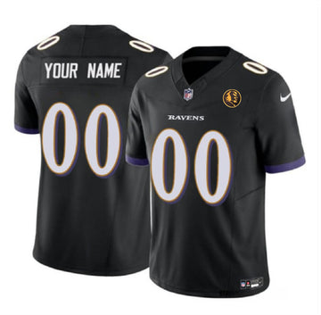 Baltimore Ravens Custom Black 2023 FUSE With John Madden Patch Jersey