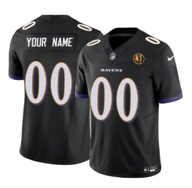 Baltimore Ravens Custom Black 2023 FUSE With John Madden Patch Jersey