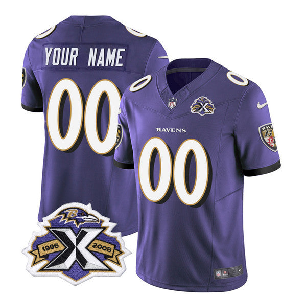 Baltimore Ravens Custom Purple 2023 FUSE With Patch Throwback Jersey