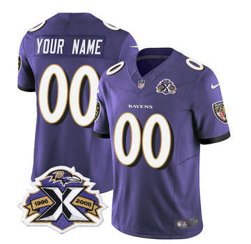 Baltimore Ravens Custom Purple 2023 FUSE With Patch Throwback Jersey
