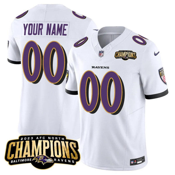 Custom Baltimore Ravens white FUSE jersey