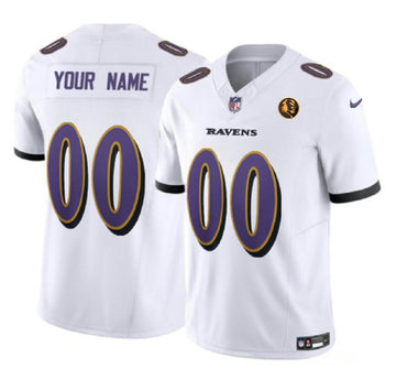 Custom Baltimore Ravens white FUSE jersey