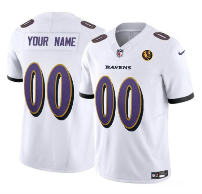 Custom Baltimore Ravens white FUSE jersey