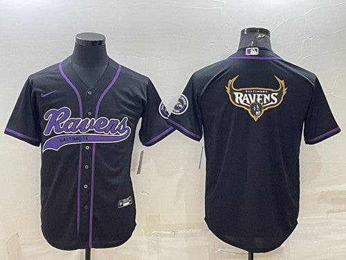 Baltimore Ravens Black Team Big Logo With Patch Baseball Jersey