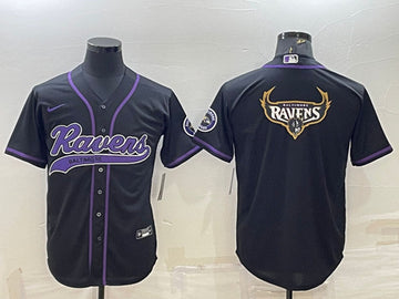 Baltimore Ravens Black Team Big Logo With Patch Baseball Jersey