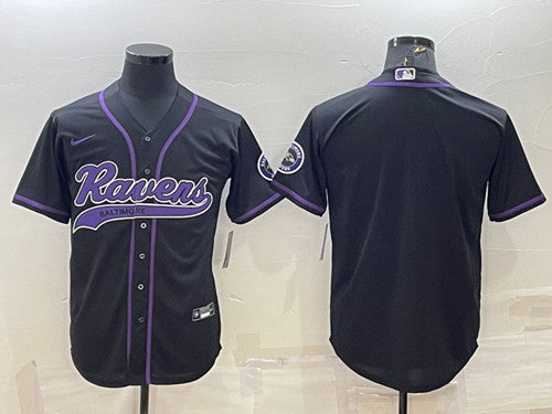 Baltimore Ravens Blank Black With Patch Baseball Jersey